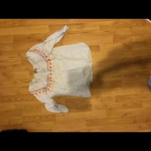 Light blue off the shoulder shirt